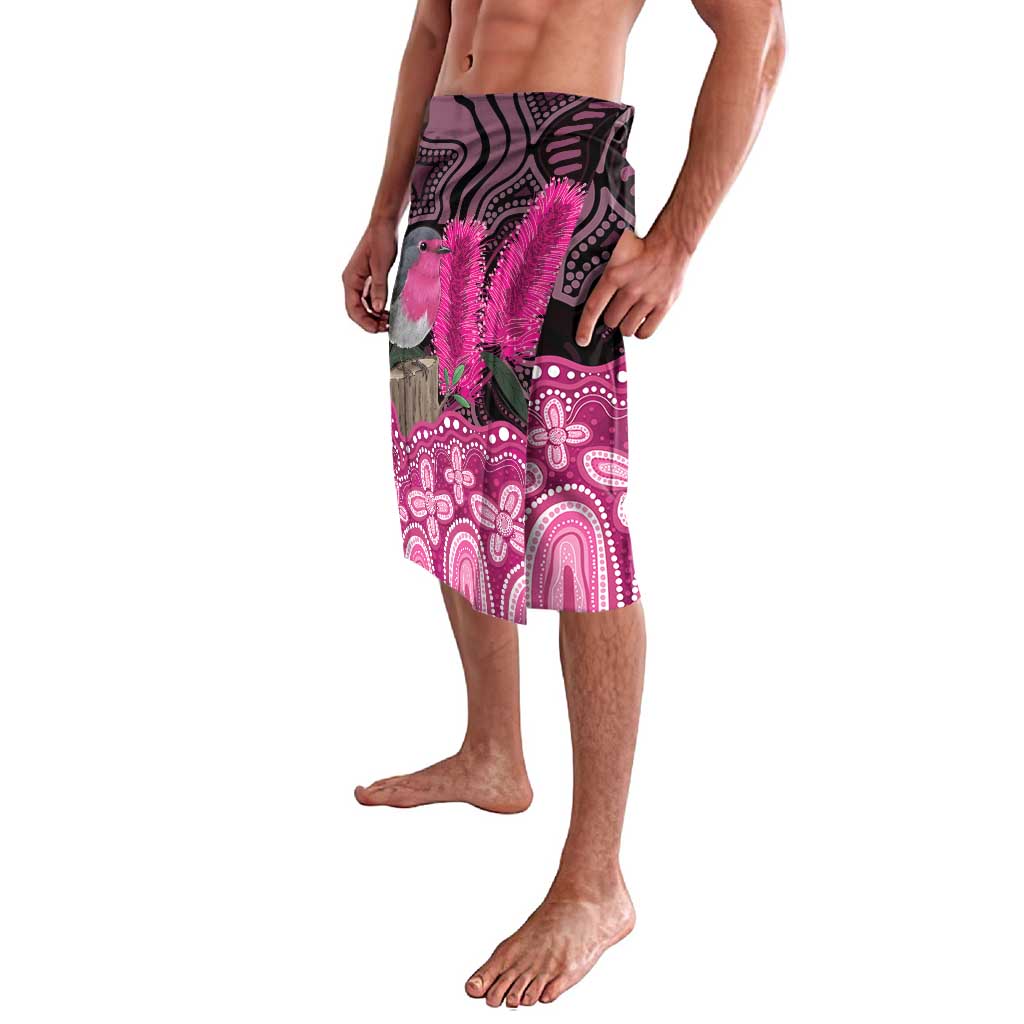 Australia Indigenous Lavalava Breast Cancer Pink Robin Bottlebrush Aboriginal Art - Aussie Hoodie