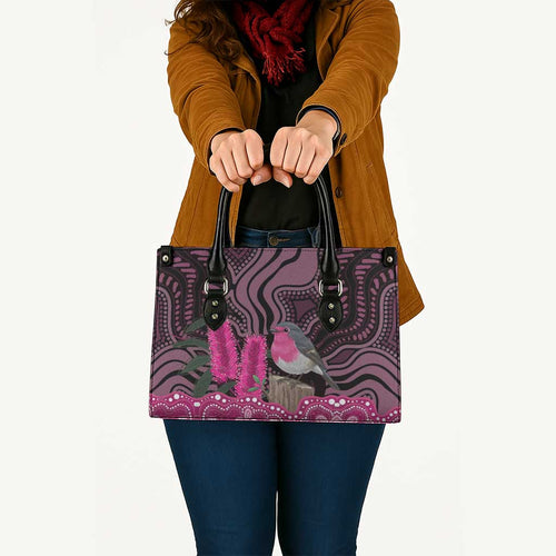 Australia Indigenous Leather Bag Breast Cancer Pink Robin Bottlebrush Aboriginal Art - Aussie Hoodie