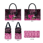 Australia Indigenous Leather Bag Breast Cancer Pink Robin Bottlebrush Aboriginal Art - Aussie Hoodie