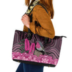 Australia Indigenous Leather Tote Bag Breast Cancer Pink Robin Bottlebrush Aboriginal Art - Aussie Hoodie