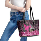 Australia Indigenous Leather Tote Bag Breast Cancer Pink Robin Bottlebrush Aboriginal Art - Aussie Hoodie