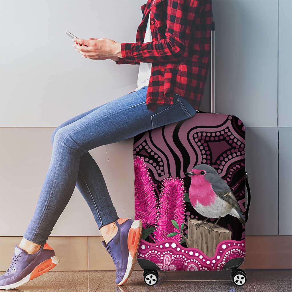 Australia Indigenous Luggage Cover Breast Cancer Pink Robin Bottlebrush Aboriginal Art - Aussie Hoodie
