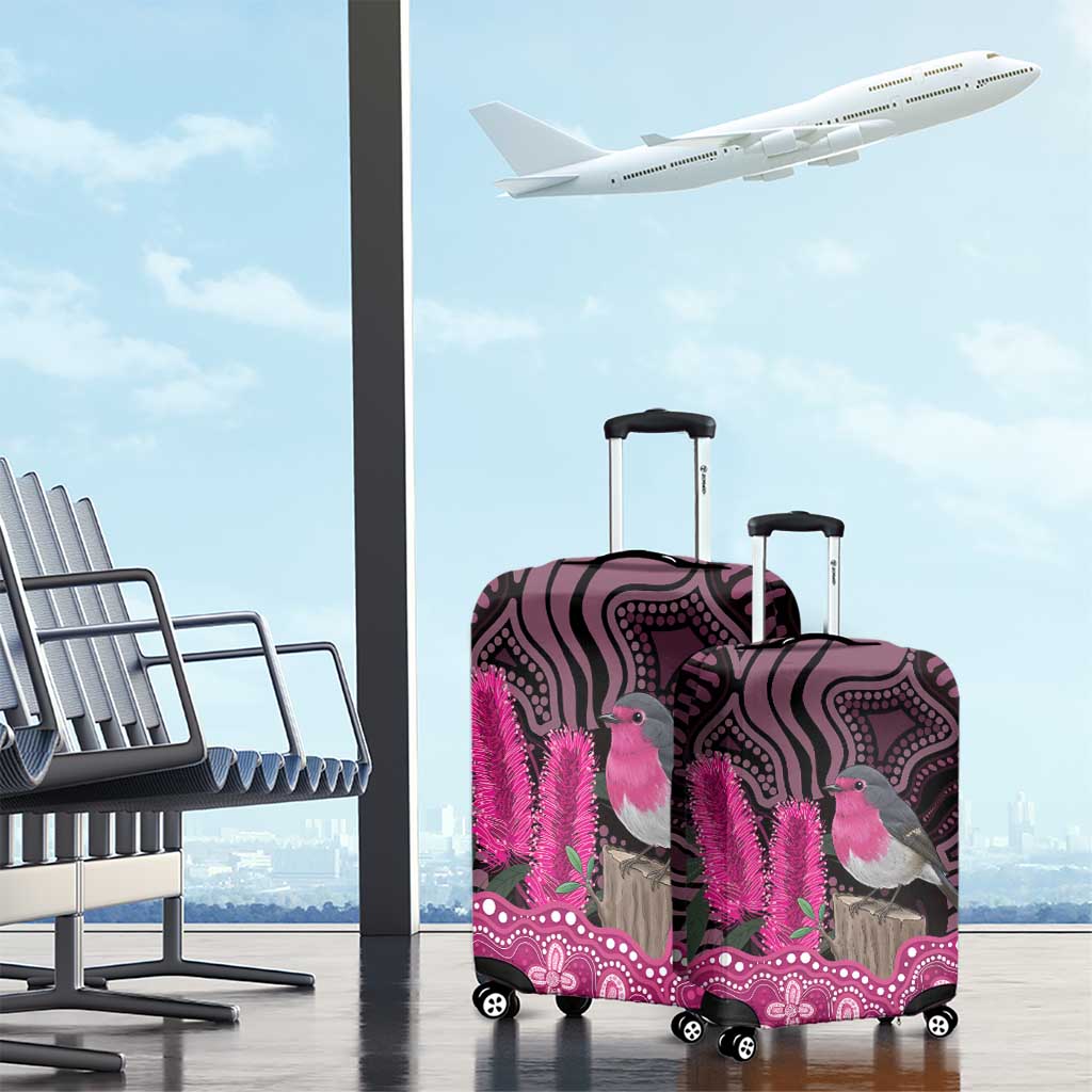 Australia Indigenous Luggage Cover Breast Cancer Pink Robin Bottlebrush Aboriginal Art - Aussie Hoodie