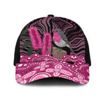 Australia Indigenous Mesh Trucker Cap Breast Cancer Pink Robin Bottlebrush Aboriginal Art - Aussie Hoodie