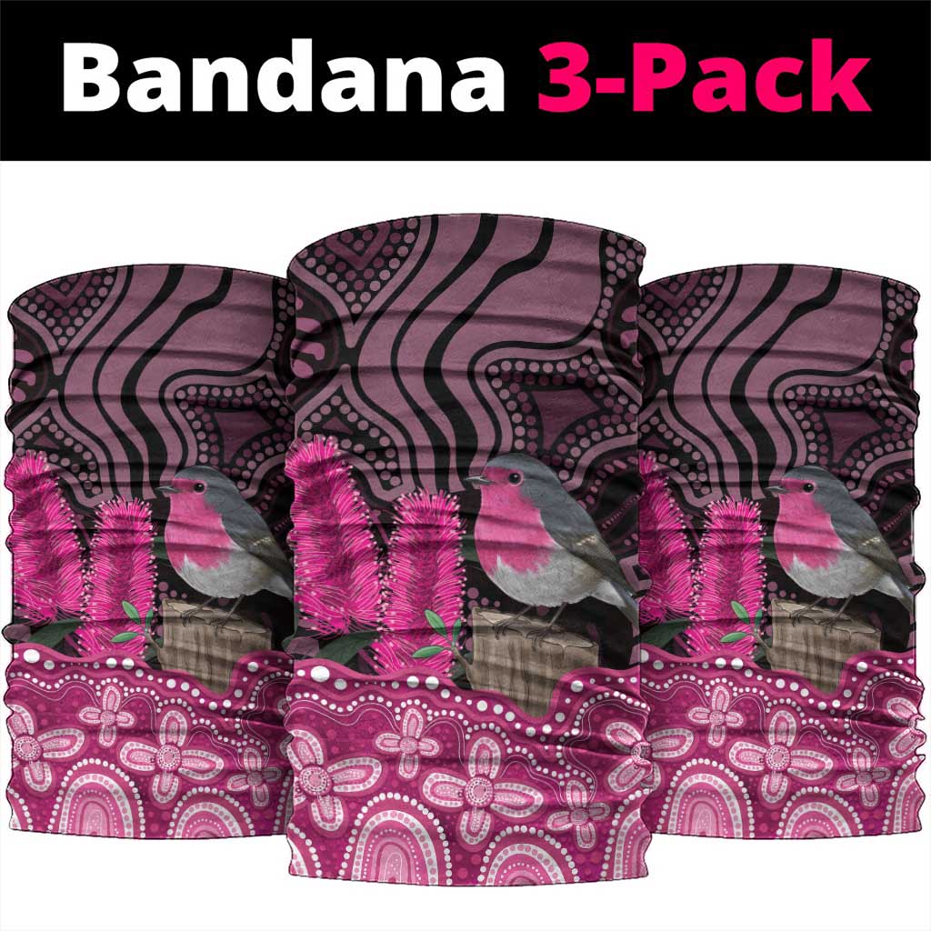 Australia Indigenous Neck Gaiter Breast Cancer Pink Robin Bottlebrush Aboriginal Art - Aussie Hoodie