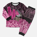 Australia Indigenous Christmas Pajama Set Breast Cancer Pink Robin Bottlebrush Aboriginal Art - Aussie Hoodie