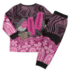 Australia Indigenous Christmas Pajama Set Breast Cancer Pink Robin Bottlebrush Aboriginal Art - Aussie Hoodie