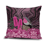Australia Indigenous Pillow Cover Breast Cancer Pink Robin Bottlebrush Aboriginal Art - Aussie Hoodie