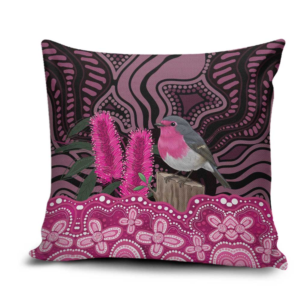 Australia Indigenous Pillow Cover Breast Cancer Pink Robin Bottlebrush Aboriginal Art - Aussie Hoodie