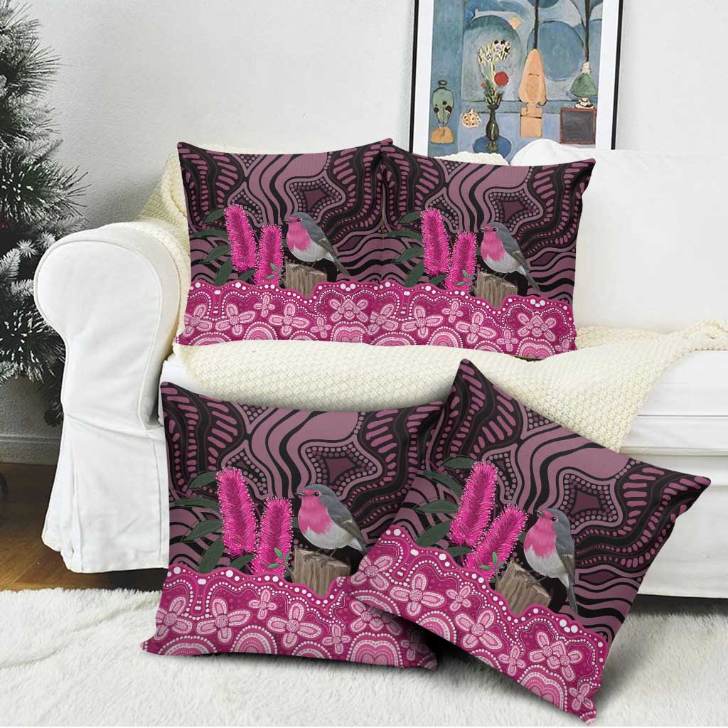 Australia Indigenous Pillow Cover Breast Cancer Pink Robin Bottlebrush Aboriginal Art - Aussie Hoodie