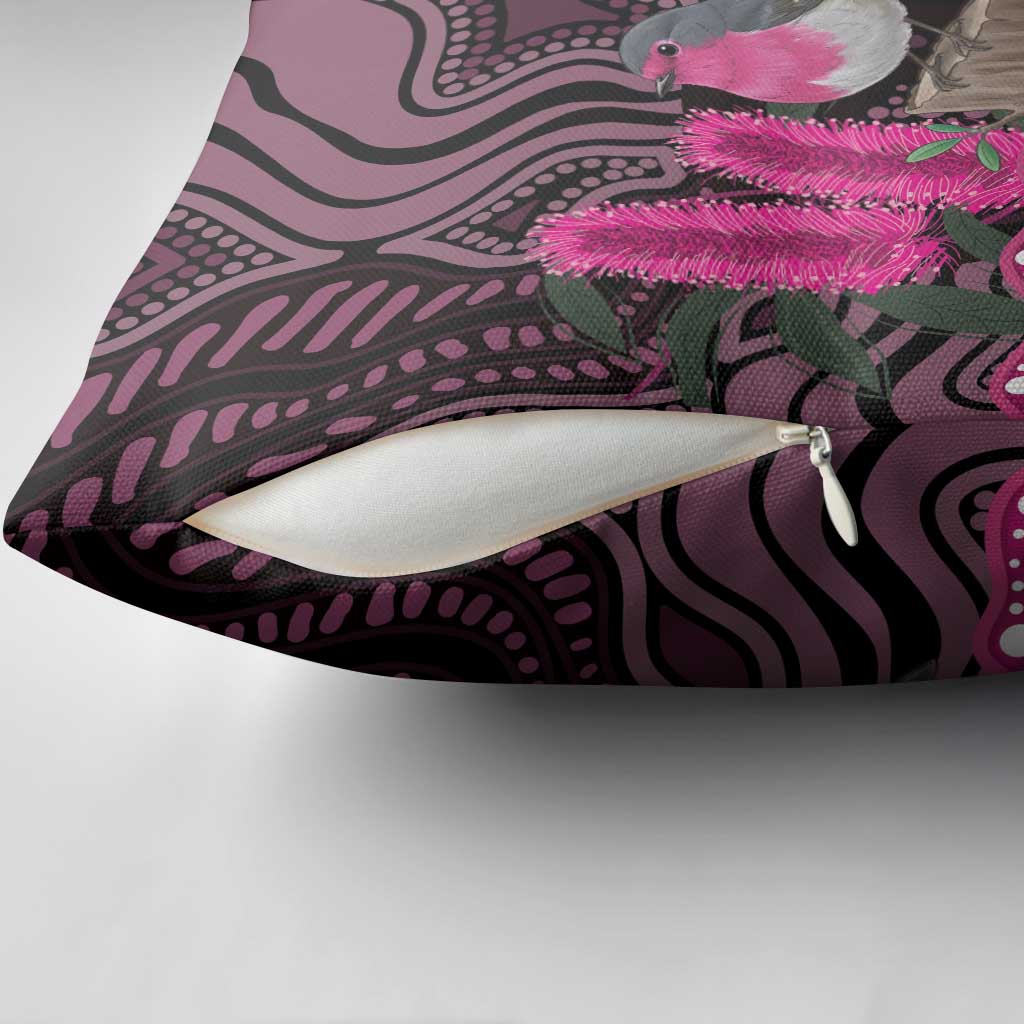 Australia Indigenous Pillow Cover Breast Cancer Pink Robin Bottlebrush Aboriginal Art - Aussie Hoodie
