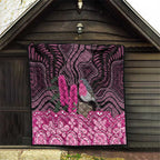 Australia Indigenous Quilt Breast Cancer Pink Robin Bottlebrush Aboriginal Art - Aussie Hoodie