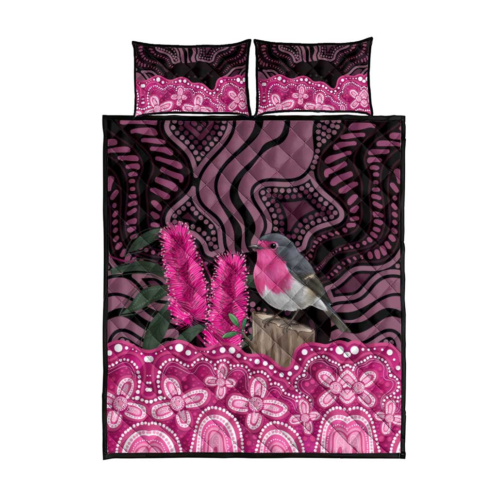 Australia Indigenous Quilt Bed Set Breast Cancer Pink Robin Bottlebrush Aboriginal Art - Aussie Hoodie