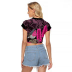 Australia Indigenous Raglan Cropped T Shirt Breast Cancer Pink Robin Bottlebrush Aboriginal Art - Aussie Hoodie