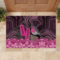 Australia Indigenous Rubber Doormat Breast Cancer Pink Robin Bottlebrush Aboriginal Art - Aussie Hoodie