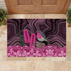 Australia Indigenous Rubber Doormat Breast Cancer Pink Robin Bottlebrush Aboriginal Art - Aussie Hoodie