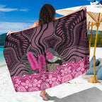 Australia Indigenous Sarong Breast Cancer Pink Robin Bottlebrush Aboriginal Art - Aussie Hoodie