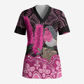 Australia Indigenous Scrub Top Breast Cancer Pink Robin Bottlebrush Aboriginal Art - Aussie Hoodie