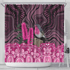 Australia Indigenous Shower Curtain Breast Cancer Pink Robin Bottlebrush Aboriginal Art - Aussie Hoodie