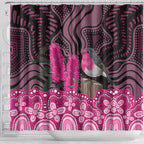 Australia Indigenous Shower Curtain Breast Cancer Pink Robin Bottlebrush Aboriginal Art - Aussie Hoodie