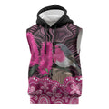 Australia Indigenous Sleeveless Hoodie Breast Cancer Pink Robin Bottlebrush Aboriginal Art - Aussie Hoodie