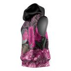 Australia Indigenous Sleeveless Hoodie Breast Cancer Pink Robin Bottlebrush Aboriginal Art - Aussie Hoodie