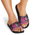 Australia Indigenous Slide Sandals Breast Cancer Pink Robin Bottlebrush Aboriginal Art - Aussie Hoodie
