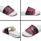 Australia Indigenous Slide Sandals Breast Cancer Pink Robin Bottlebrush Aboriginal Art - Aussie Hoodie