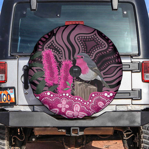 Australia Indigenous Spare Tire Cover Breast Cancer Pink Robin Bottlebrush Aboriginal Art - Aussie Hoodie