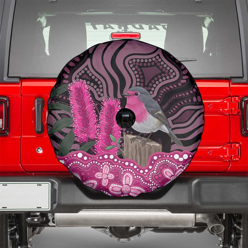 Australia Indigenous Spare Tire Cover Breast Cancer Pink Robin Bottlebrush Aboriginal Art - Aussie Hoodie