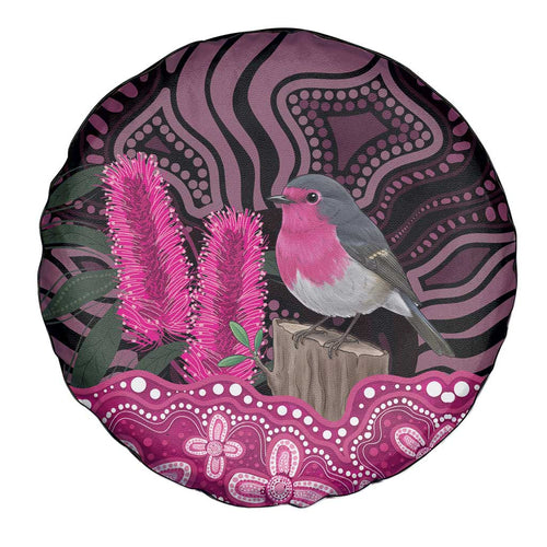 Australia Indigenous Spare Tire Cover Breast Cancer Pink Robin Bottlebrush Aboriginal Art - Aussie Hoodie