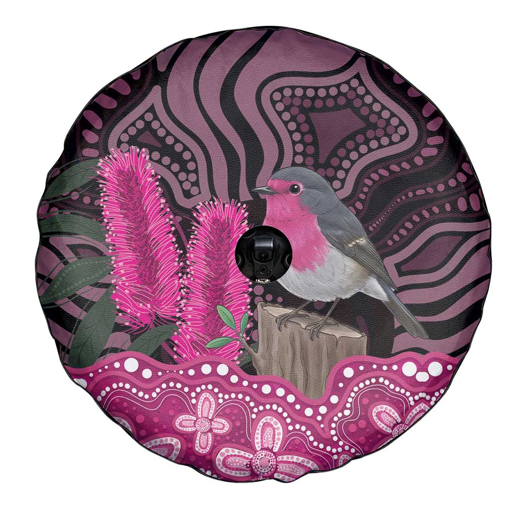 Australia Indigenous Spare Tire Cover Breast Cancer Pink Robin Bottlebrush Aboriginal Art - Aussie Hoodie
