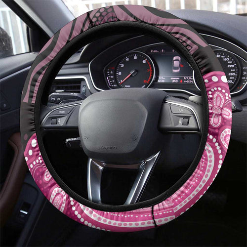 Australia Indigenous Steering Wheel Cover Breast Cancer Pink Robin Bottlebrush Aboriginal Art - Aussie Hoodie