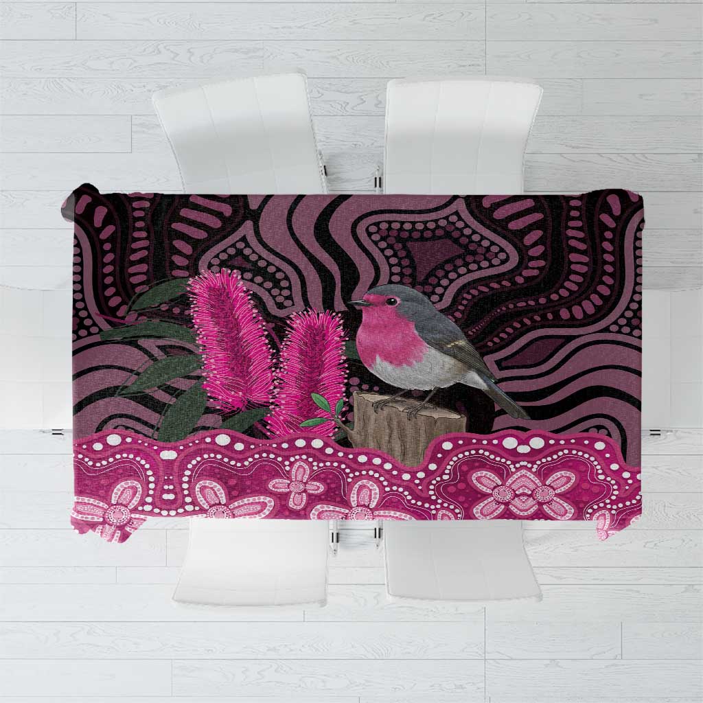 Australia Indigenous Tablecloth Breast Cancer Pink Robin Bottlebrush Aboriginal Art - Aussie Hoodie