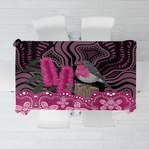 Australia Indigenous Tablecloth Breast Cancer Pink Robin Bottlebrush Aboriginal Art - Aussie Hoodie
