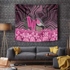 Australia Indigenous Tapestry Breast Cancer Pink Robin Bottlebrush Aboriginal Art - Aussie Hoodie