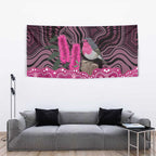 Australia Indigenous Tapestry Breast Cancer Pink Robin Bottlebrush Aboriginal Art - Aussie Hoodie