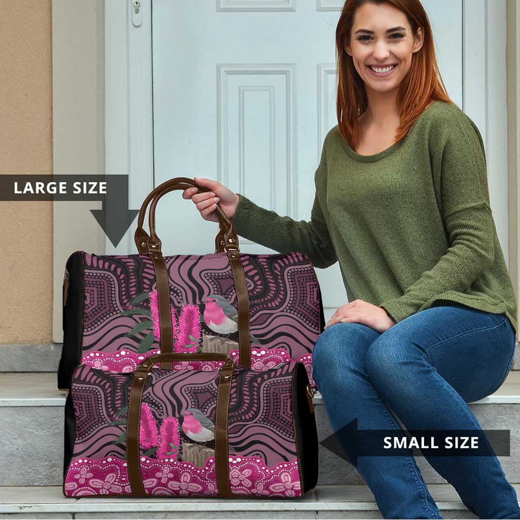 Australia Indigenous Travel Bag Breast Cancer Pink Robin Bottlebrush Aboriginal Art - Aussie Hoodie