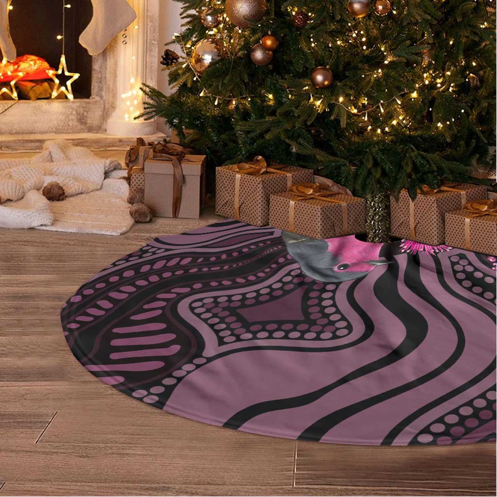 Australia Indigenous Tree Skirt Breast Cancer Pink Robin Bottlebrush Aboriginal Art - Aussie Hoodie