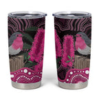 Australia Indigenous Tumbler Cup Breast Cancer Pink Robin Bottlebrush Aboriginal Art - Aussie Hoodie