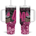 Australia Indigenous Tumbler With Handle Breast Cancer Pink Robin Bottlebrush Aboriginal Art - Aussie Hoodie