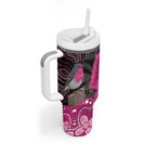 Australia Indigenous Tumbler With Handle Breast Cancer Pink Robin Bottlebrush Aboriginal Art - Aussie Hoodie