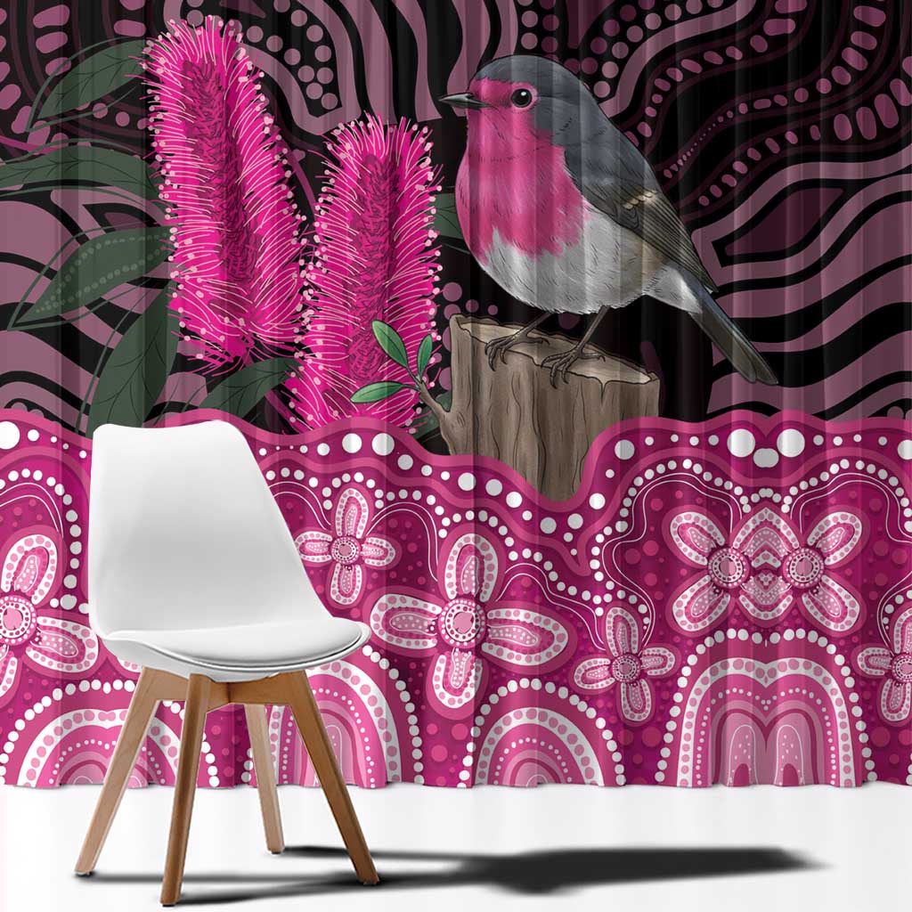 Australia Indigenous Window Curtain Breast Cancer Pink Robin Bottlebrush Aboriginal Art - Aussie Hoodie