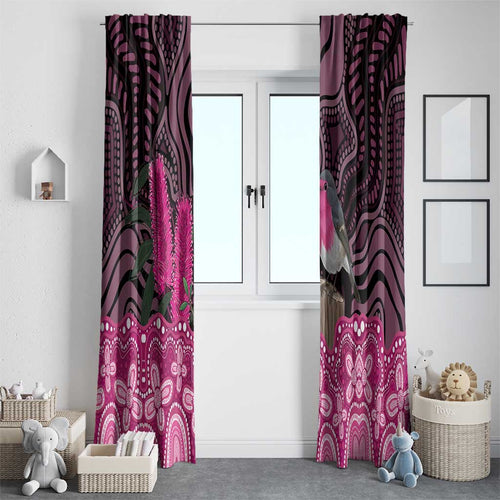 Australia Indigenous Window Curtain Breast Cancer Pink Robin Bottlebrush Aboriginal Art - Aussie Hoodie