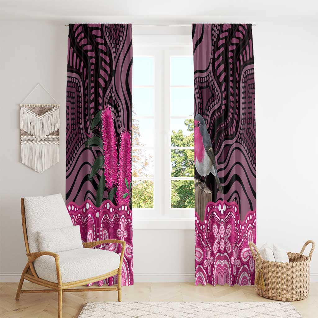 Australia Indigenous Window Curtain Breast Cancer Pink Robin Bottlebrush Aboriginal Art - Aussie Hoodie