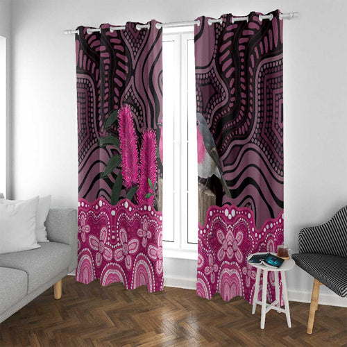 Australia Indigenous Window Curtain Breast Cancer Pink Robin Bottlebrush Aboriginal Art - Aussie Hoodie