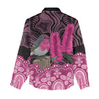 Australia Indigenous Women Casual Shirt Breast Cancer Pink Robin Bottlebrush Aboriginal Art - Aussie Hoodie