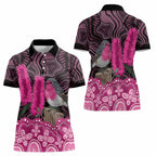 Australia Indigenous Women Polo Shirt Breast Cancer Pink Robin Bottlebrush Aboriginal Art - Aussie Hoodie