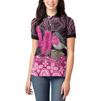Australia Indigenous Women Polo Shirt Breast Cancer Pink Robin Bottlebrush Aboriginal Art - Aussie Hoodie