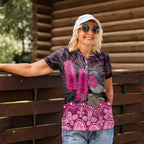 Australia Indigenous Women Polo Shirt Breast Cancer Pink Robin Bottlebrush Aboriginal Art - Aussie Hoodie